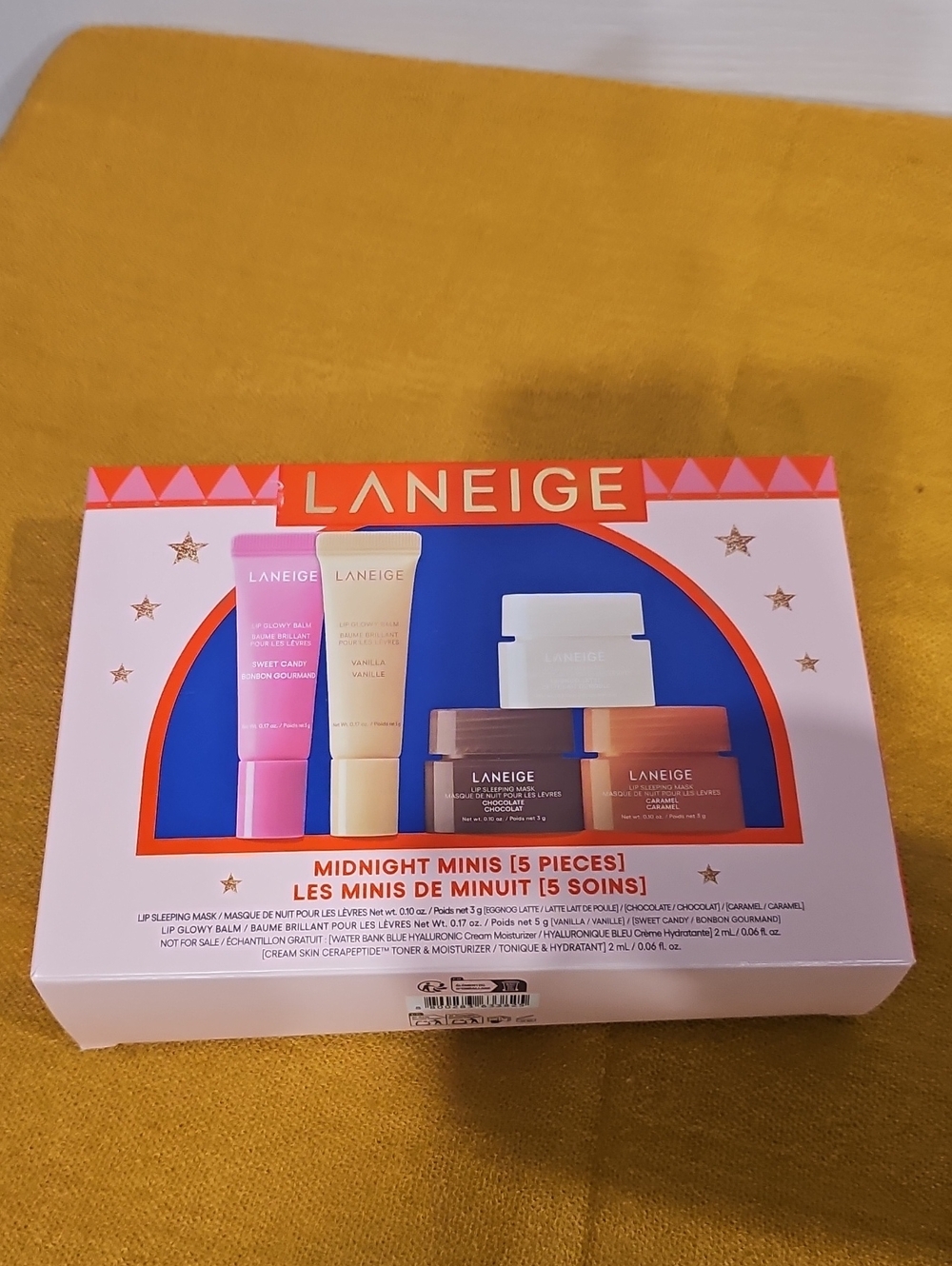 LANEIGE Midnight Minis Lip Balm & Gloss Set - Pink, Blue, Gold, White